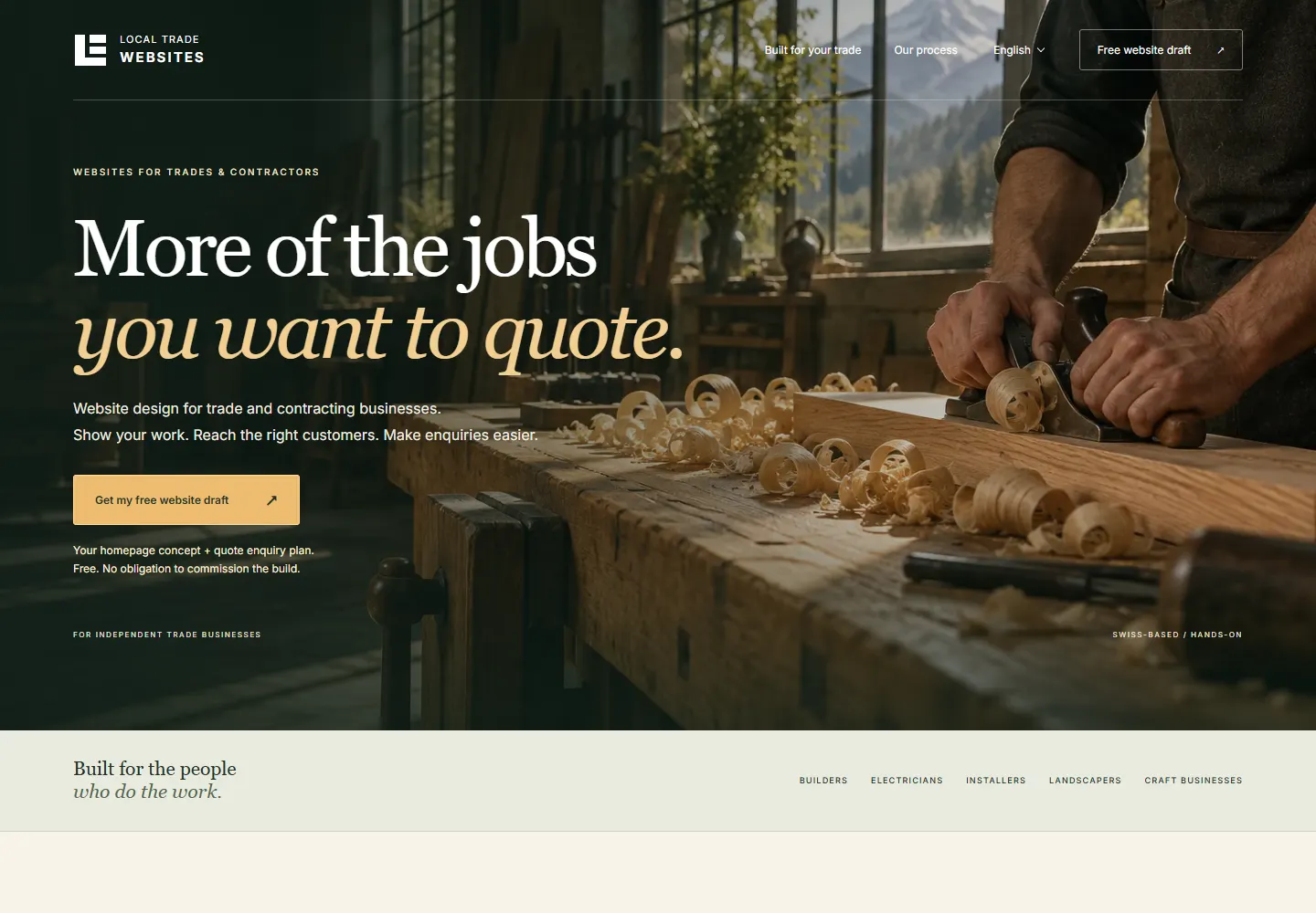 Anteprima della homepage del sito web di Local Trade Websites
