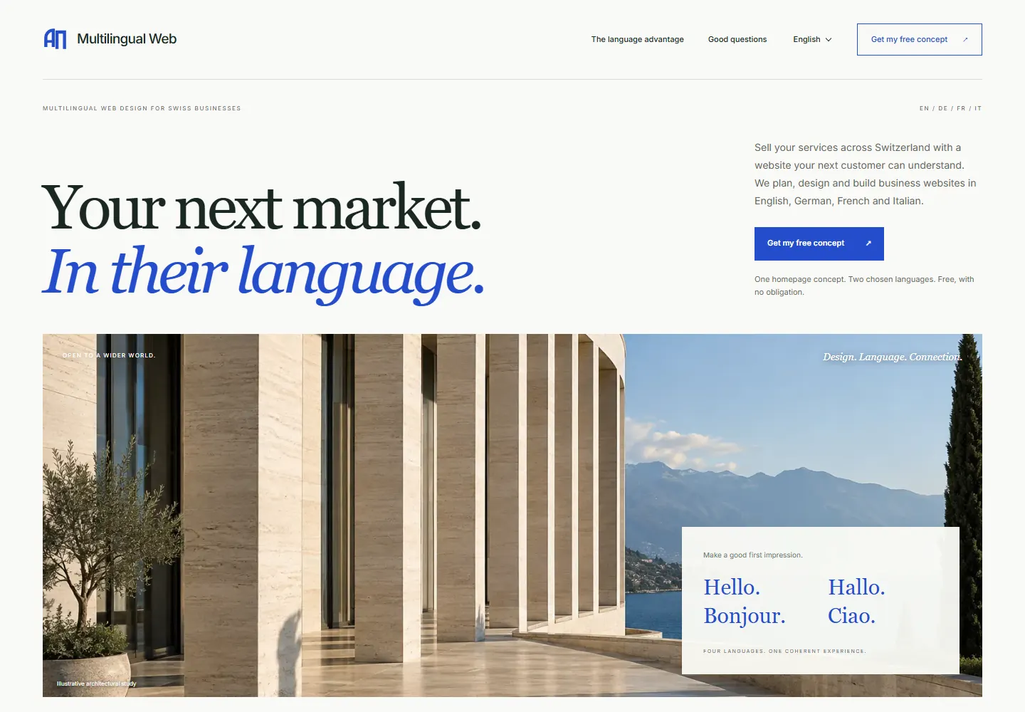 Anteprima della homepage del sito web di Multilingual Web