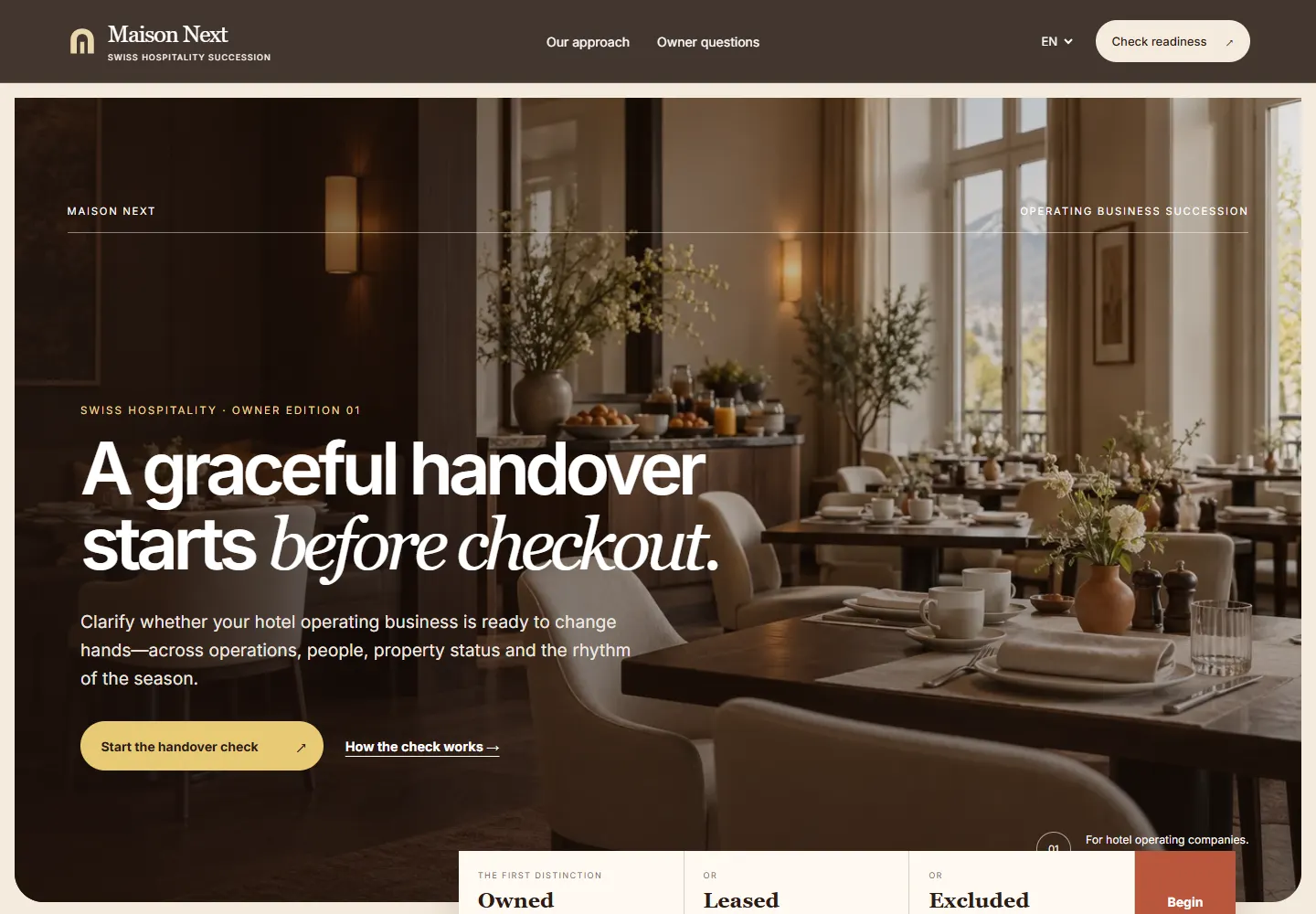 Anteprima della homepage del sito web di Maison Next