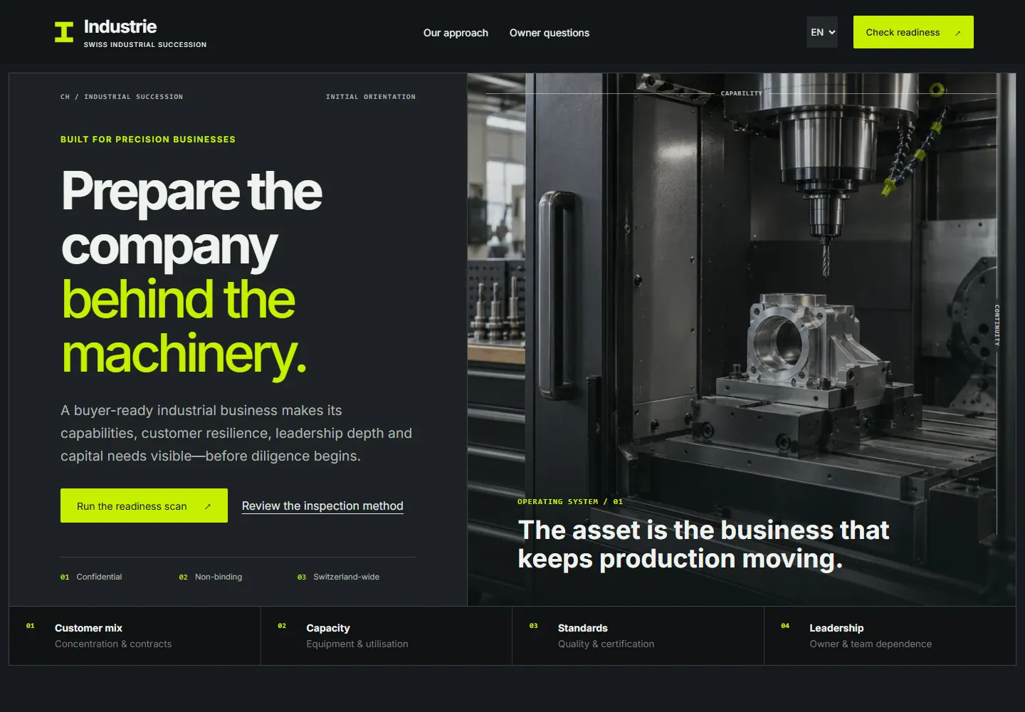 Anteprima della homepage del sito web di Industrie
