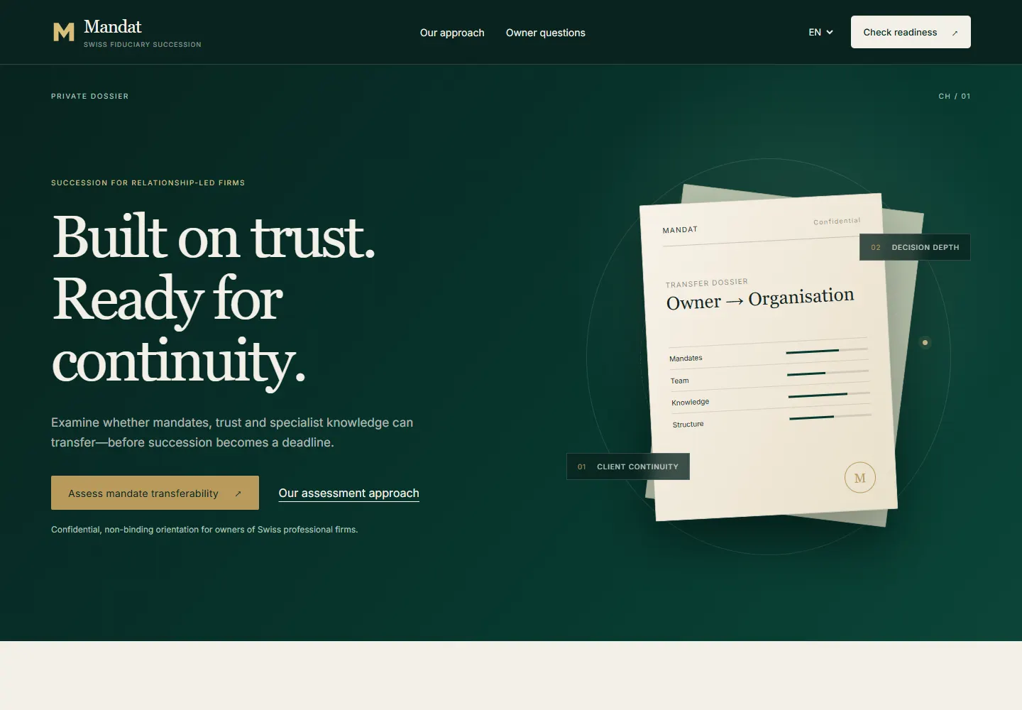Anteprima della homepage del sito web di Mandat