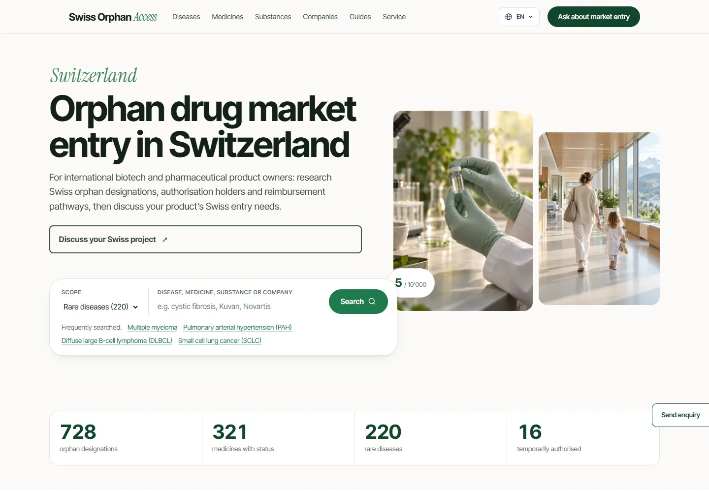 Anteprima della homepage del sito web di Swiss Orphan Access