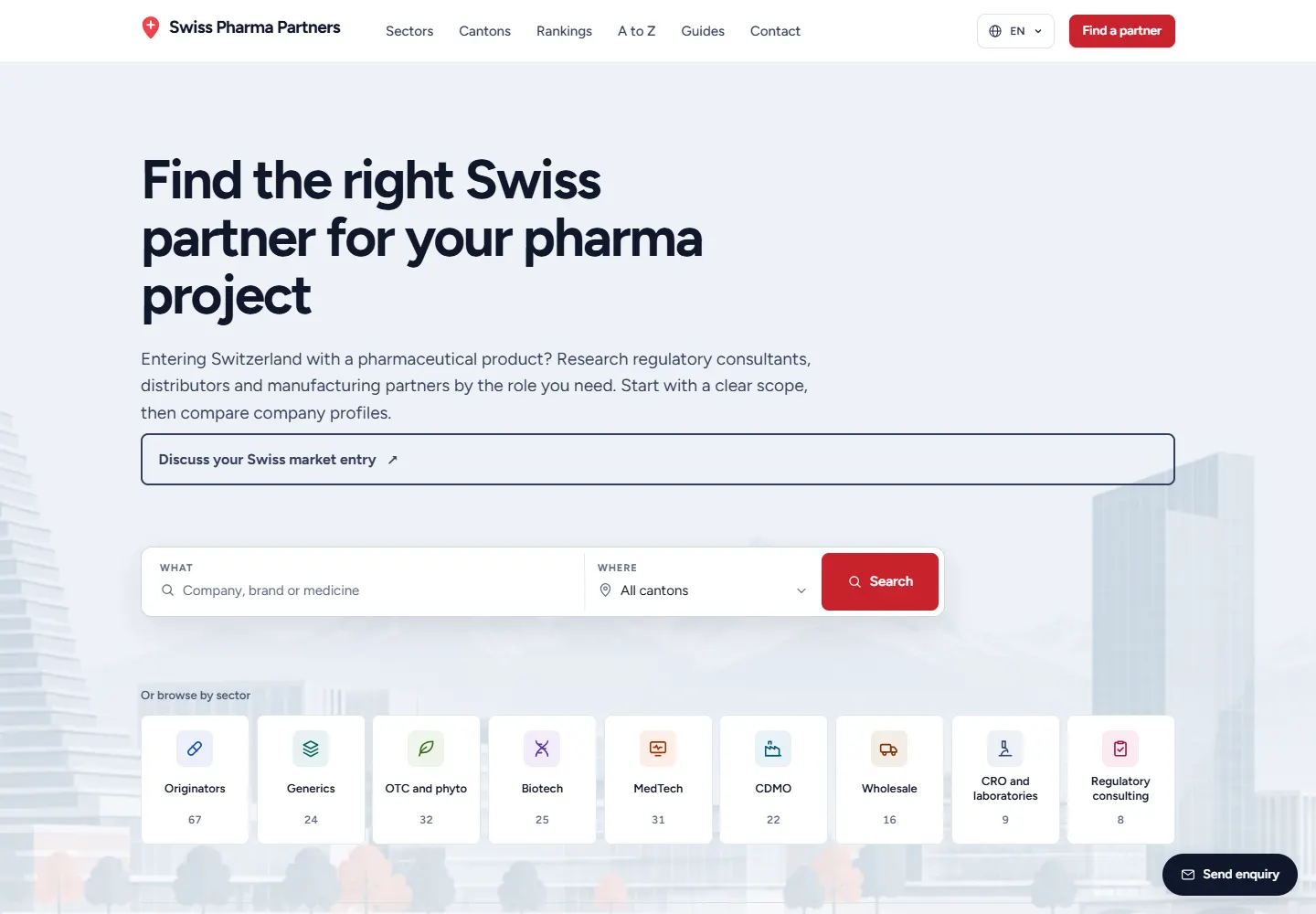 Anteprima della homepage del sito web di Swiss Pharma Partners