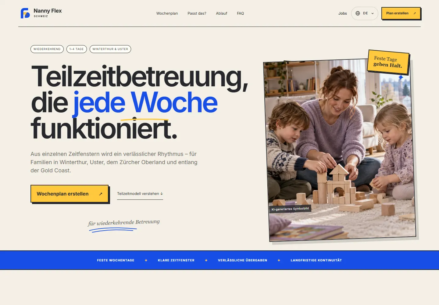 Anteprima della homepage del sito web di Nanny Flex